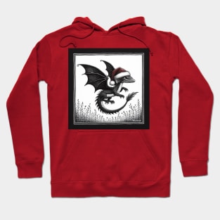 Dragon Illustration with Santa hat Hoodie